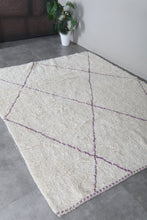 Ivory moroccan rug – Purple line beni ourain Rug-Custom size rug