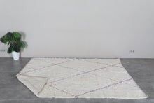 Ivory moroccan rug – Purple line beni ourain Rug-Custom size rug
