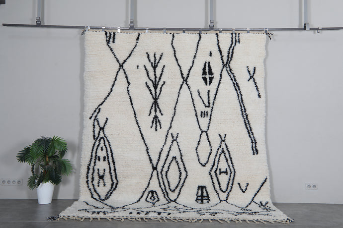Ivory & black moroccan rug – Handmade wool berber rug-Custom size rug