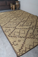 Large Tuareg Mat 10.4 x 15.2 ft – Handwoven Saharan Rug with Diamond Pattern in Natural Reed and Leather