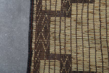 Large Tuareg Mat 10.4 x 15.2 ft – Handwoven Saharan Rug with Diamond Pattern in Natural Reed and Leather