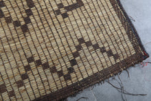 Large Tuareg Mat 10.4 x 15.2 ft – Handwoven Saharan Rug with Diamond Pattern in Natural Reed and Leather