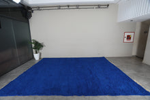 Solid deep blue shag rug –Handmade berber wool rug – Custom size