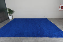 Solid deep blue shag rug –Handmade berber wool rug – Custom size