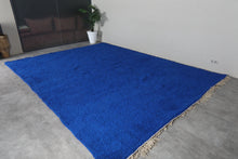 Solid deep blue shag rug –Handmade berber wool rug – Custom size
