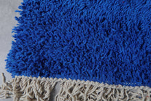Solid deep blue shag rug –Handmade berber wool rug – Custom size