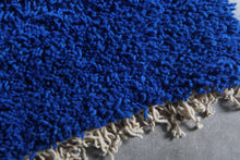 Solid deep blue shag rug –Handmade berber wool rug – Custom size