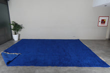Solid deep blue shag rug –Handmade berber wool rug – Custom size