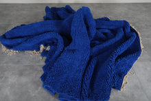 Solid deep blue shag rug –Handmade berber wool rug – Custom size