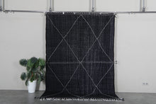 Black flat woven moroccan rug - Custom size minimalist boho carpet