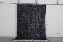 Black flat woven moroccan rug - Custom size minimalist boho carpet