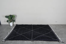 Black flat woven moroccan rug - Custom size minimalist boho carpet