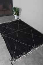 Black flat woven moroccan rug - Custom size minimalist boho carpet