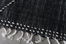 Black flat woven moroccan rug - Custom size minimalist boho carpet