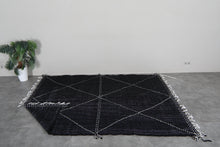 Black flat woven moroccan rug - Custom size minimalist boho carpet