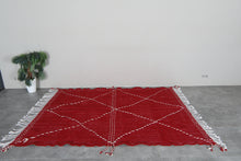 Flat woven red moroccan rug - Custom size minimalist boho carpet