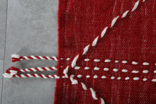 Flat woven red moroccan rug - Custom size minimalist boho carpet