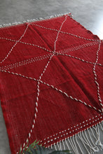 Flat woven red moroccan rug - Custom size minimalist boho carpet