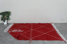 Flat woven red moroccan rug - Custom size minimalist boho carpet