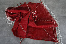 Flat woven red moroccan rug - Custom size minimalist boho carpet