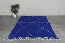 Blue flatwoven moroccan rug- Custom size minimalist boho carpet