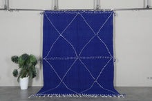 Blue flatwoven moroccan rug- Custom size minimalist boho carpet