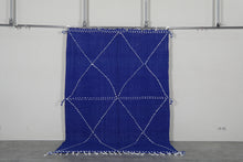 Blue flatwoven moroccan rug- Custom size minimalist boho carpet