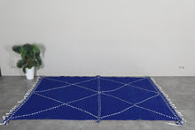 Blue flatwoven moroccan rug- Custom size minimalist boho carpet