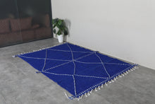 Blue flatwoven moroccan rug- Custom size minimalist boho carpet