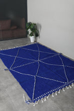 Blue flatwoven moroccan rug- Custom size minimalist boho carpet