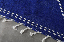 Blue flatwoven moroccan rug- Custom size minimalist boho carpet
