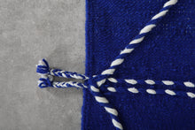 Blue flatwoven moroccan rug- Custom size minimalist boho carpet