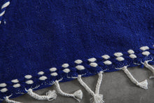 Blue flatwoven moroccan rug- Custom size minimalist boho carpet