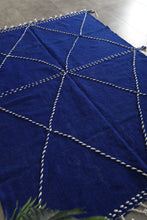 Blue flatwoven moroccan rug- Custom size minimalist boho carpet