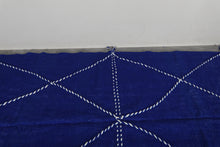 Blue flatwoven moroccan rug- Custom size minimalist boho carpet