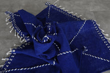 Blue flatwoven moroccan rug- Custom size minimalist boho carpet