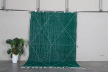 Green flat woven rug - Custom size minimalist boho carpet