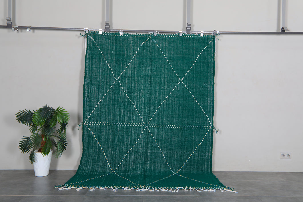 Green flat woven rug - Custom size minimalist boho carpet