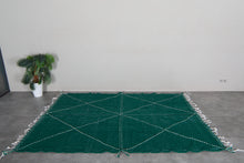 Green flat woven rug - Custom size minimalist boho carpet