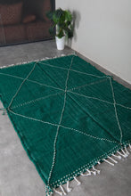 Green flat woven rug - Custom size minimalist boho carpet