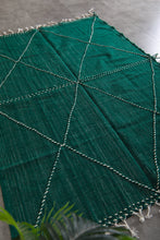 Green flat woven rug - Custom size minimalist boho carpet