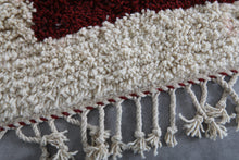 Handmade Moroccan Berber Rug, Cream & Burgundy Geometric Pattern Rug