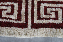 Handmade Moroccan Berber Rug, Cream & Burgundy Geometric Pattern Rug