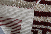 Handmade Moroccan Berber Rug, Cream & Burgundy Geometric Pattern Rug