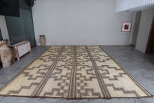 Extra Large Tuareg Rug 11.7 x 16.8 ft – Handwoven Beige Brown Geometric Tribal Mat