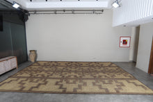 Extra Large Tuareg Rug 11.7 x 16.8 ft – Handwoven Beige Brown Geometric Tribal Mat