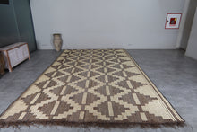 Extra Large Tuareg Rug 9.7 x 16.3 ft – Handwoven Geometric Desert Mat in Natural Reed and Leather