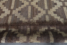 Extra Large Tuareg Rug 9.7 x 16.3 ft – Handwoven Geometric Desert Mat in Natural Reed and Leather