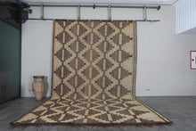 Extra Large Tuareg Rug 9.7 x 16.3 ft – Handwoven Geometric Desert Mat in Natural Reed and Leather