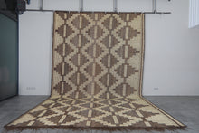 Extra Large Tuareg Rug 9.7 x 16.3 ft – Handwoven Geometric Desert Mat in Natural Reed and Leather